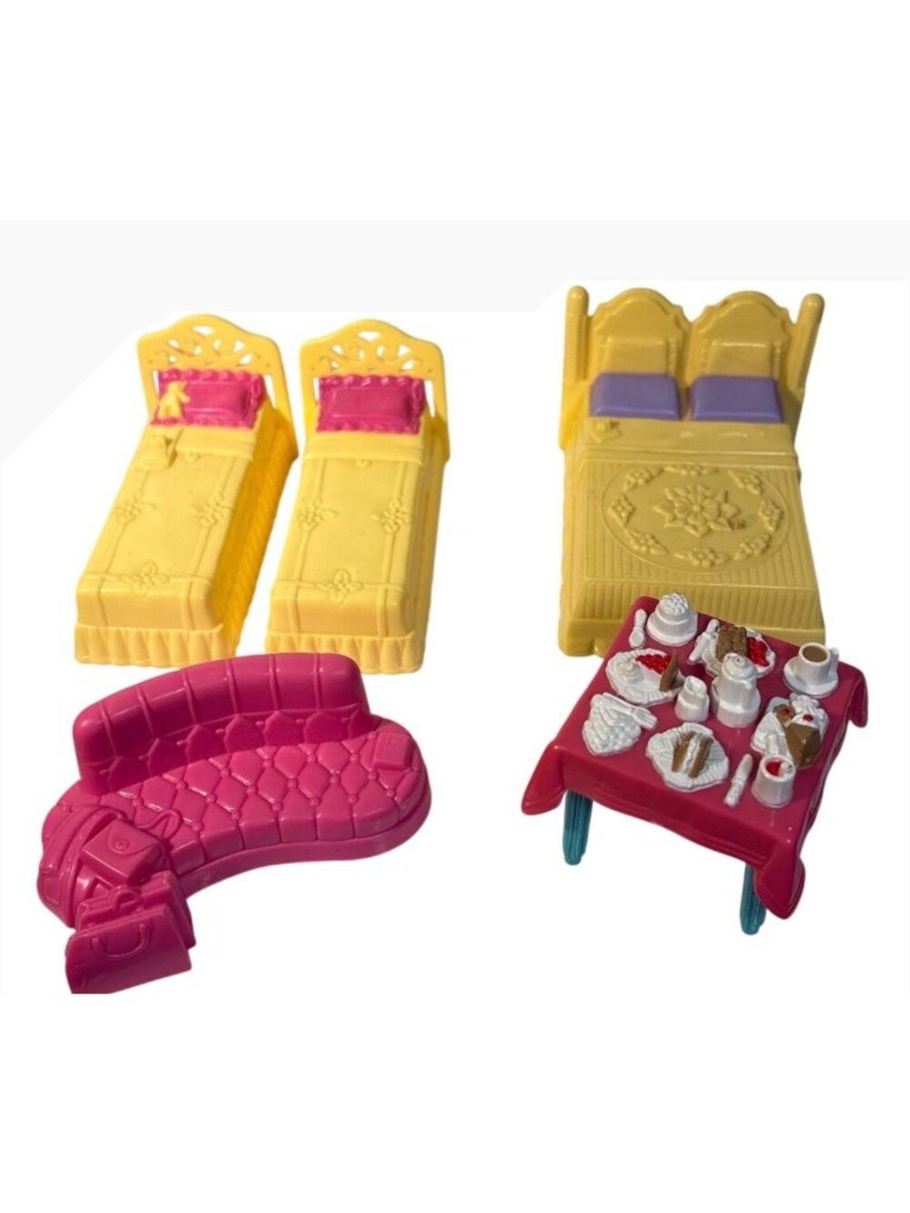 Fisher Price Sweet Street Hotel Accessory Lot Sofa Table Twin Beds Double Bed